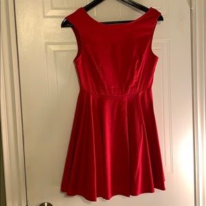 Red pleated dress